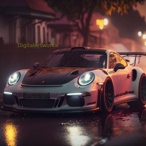 Printable, Porsche GT3 RS, Digital image Porsche GT3 RS, Digital art, Download, Digital car, Digital print, Wallpaper