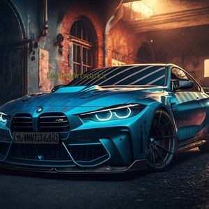 Printable, BMW M4, digital image BMW M4, digital art, download, digital car, digital print, wallpaper, wall decoration, screen background