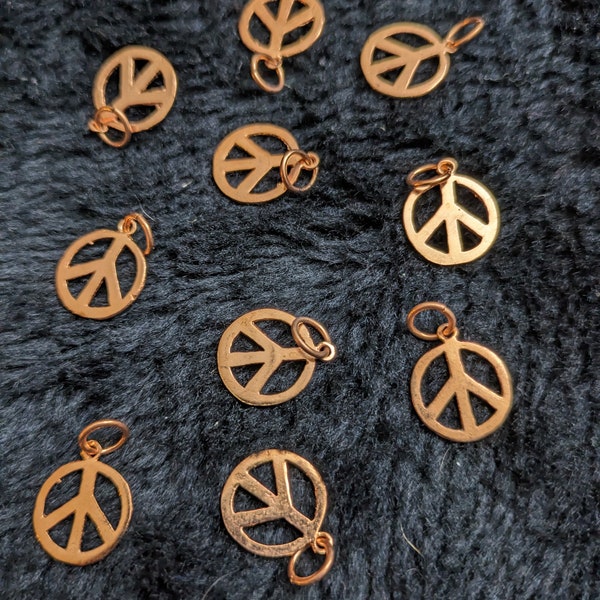 Solid Copper Peace Sign Charms