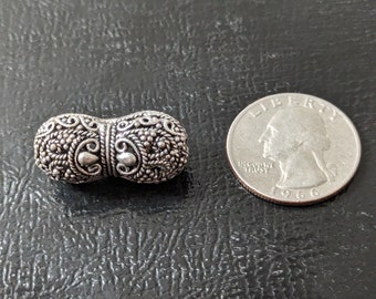 26mm x 12mm Silver Plated Peanut Filigree Spacer Bead