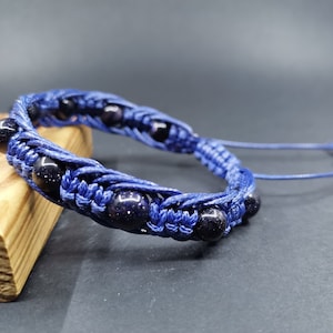 Blue GoldStone Bracelet-Blue SandStone Bracelet-Women Bracelet-Men&#39;s Bracelet-Beads Bracelet-Blue GoldStone Genuine Bracelet