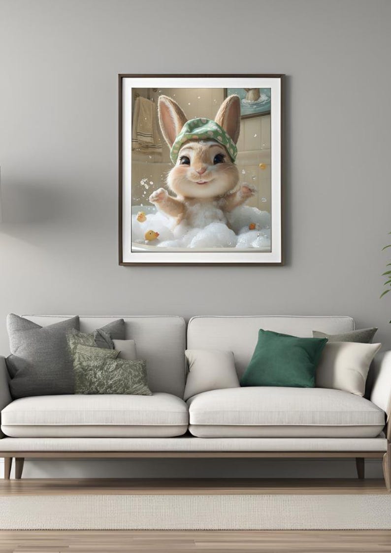 Deviantart Rabbit Bath Adorable Rabbit in Bath Digital Image - Etsy
