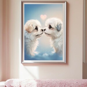 Two Loving Maltese Puppies Digital Print