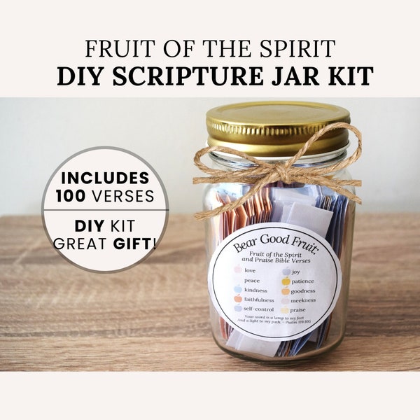 Schriftpotkit KJV-versie| DIY Bijbelverzen Pot Afdrukbaar met Fruit van de Geest, Lofteksten| Direct downloaden| Christelijk geschenk