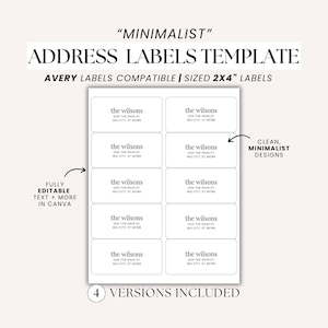 Minimalistische adresetiketsjabloon| Verzendlabels, retour | Formaat: 2 x 4" | Avery Label 8163 | Bewerkbare canvassjabloon| Bedankkaart, Douches