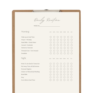 Editable Morning and Night Routine Checklist| Daily Routine Habit Tracker Printable| Minimalist Morning and Evening Consistency Template