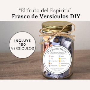 Versículos Biblia en Español| El fruto del Espíritu y Alabanza| Frasco de Versículos-afdrukbare DIY Regalo para Cristianos| Reina-Valera 1960