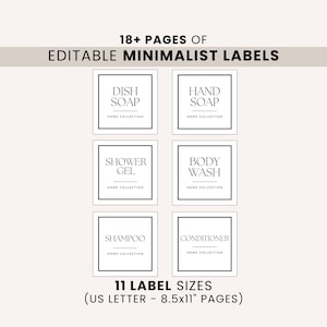 Minimalist Label Bundle for Home Organization| 11 Label Sizes| Printable and Editable Home Labels| Canva Template| Customizable Template