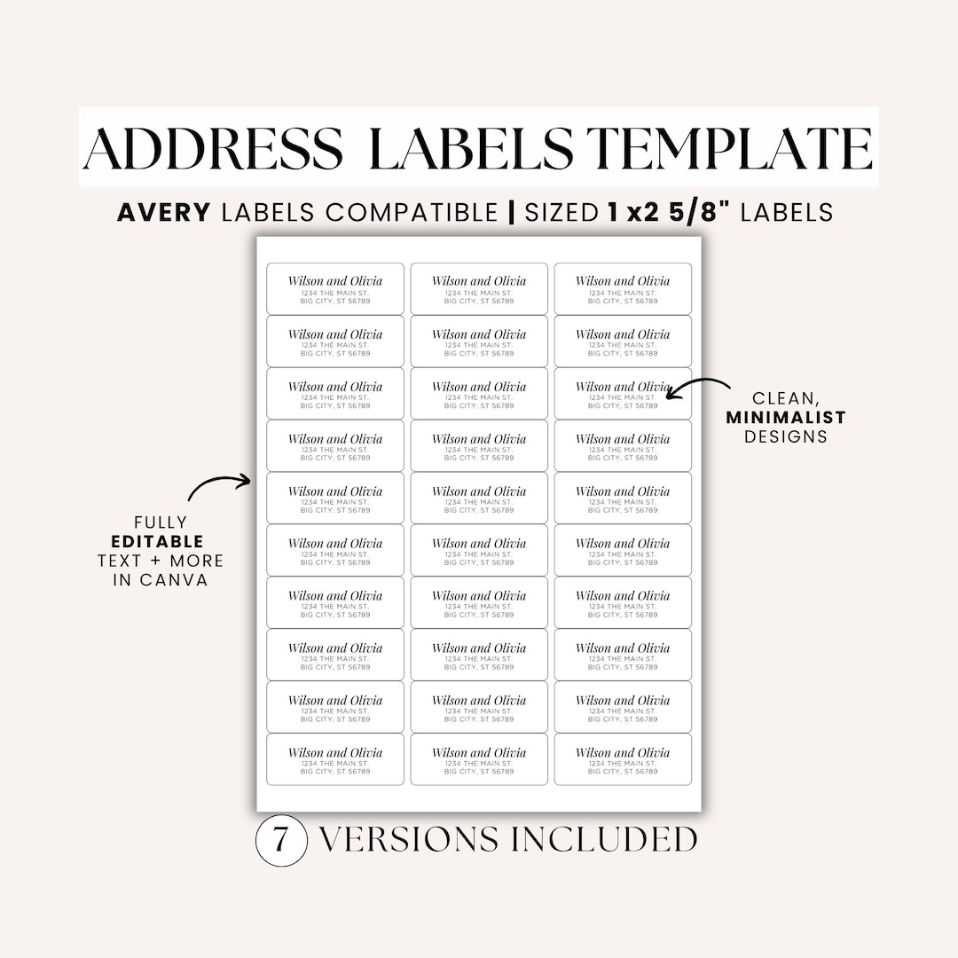 Minimalist Address Label Template| Return Address Shipping | Size 1x2 5
