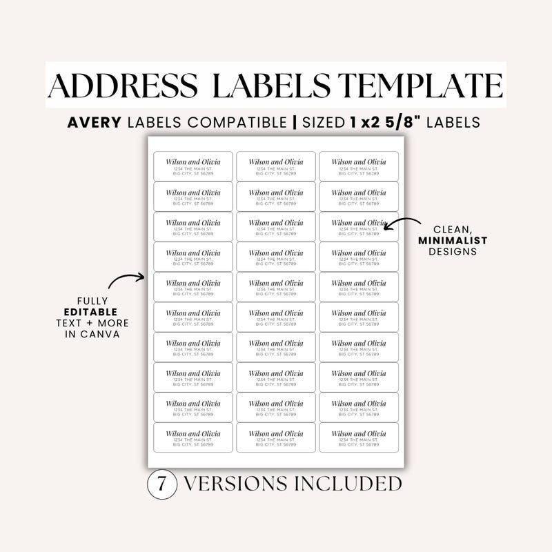 Avery Label Template for 1" X 2 5/8" - Etsy