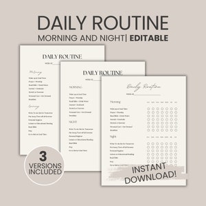 Editable Morning and Night Routine Checklist| Daily Routine Habit ...