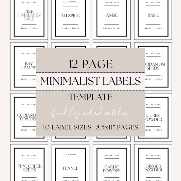 Editable Label Bundle for Home Organization| 10 Label Sizes| Printable and Editable Home Labels| Canva Template| Customizable Template