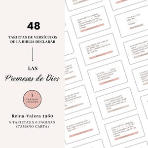 Promesas de Dios/ Promises of God in Spanish Cards/ Tarjetas imprimibles con versículos bíblicos para declarar y alentar/ Tarjetas de versículos para memorizar para mujeres RVR1960