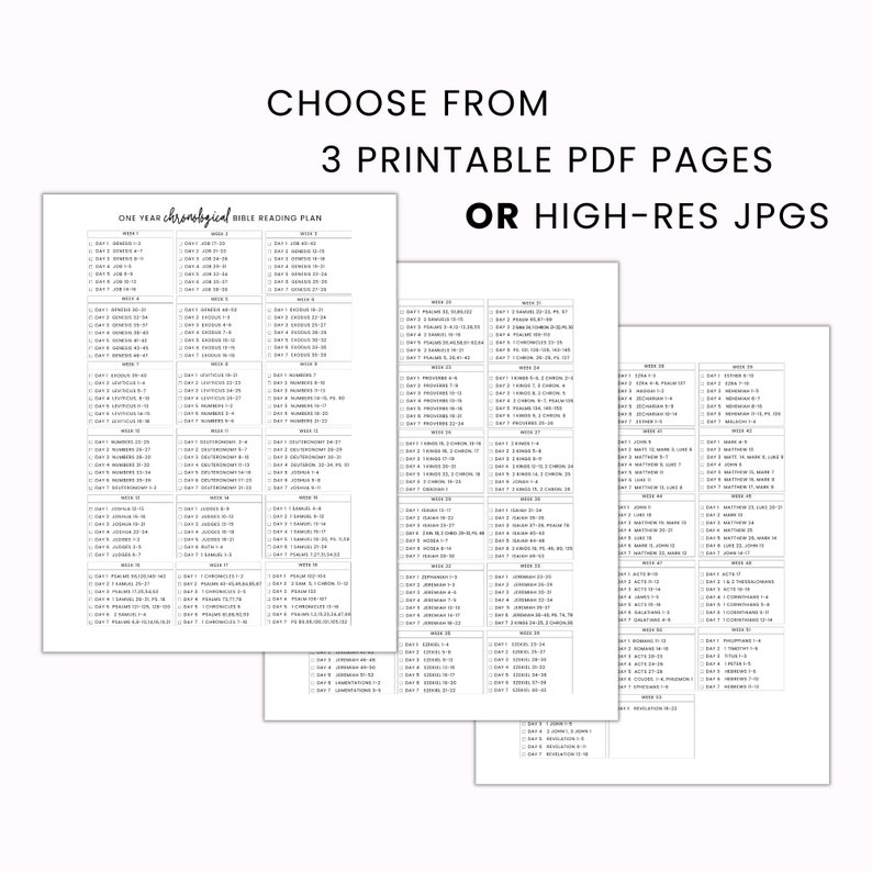 Chronological Bible Reading Plan Minimalist Bible Reading Tracker One