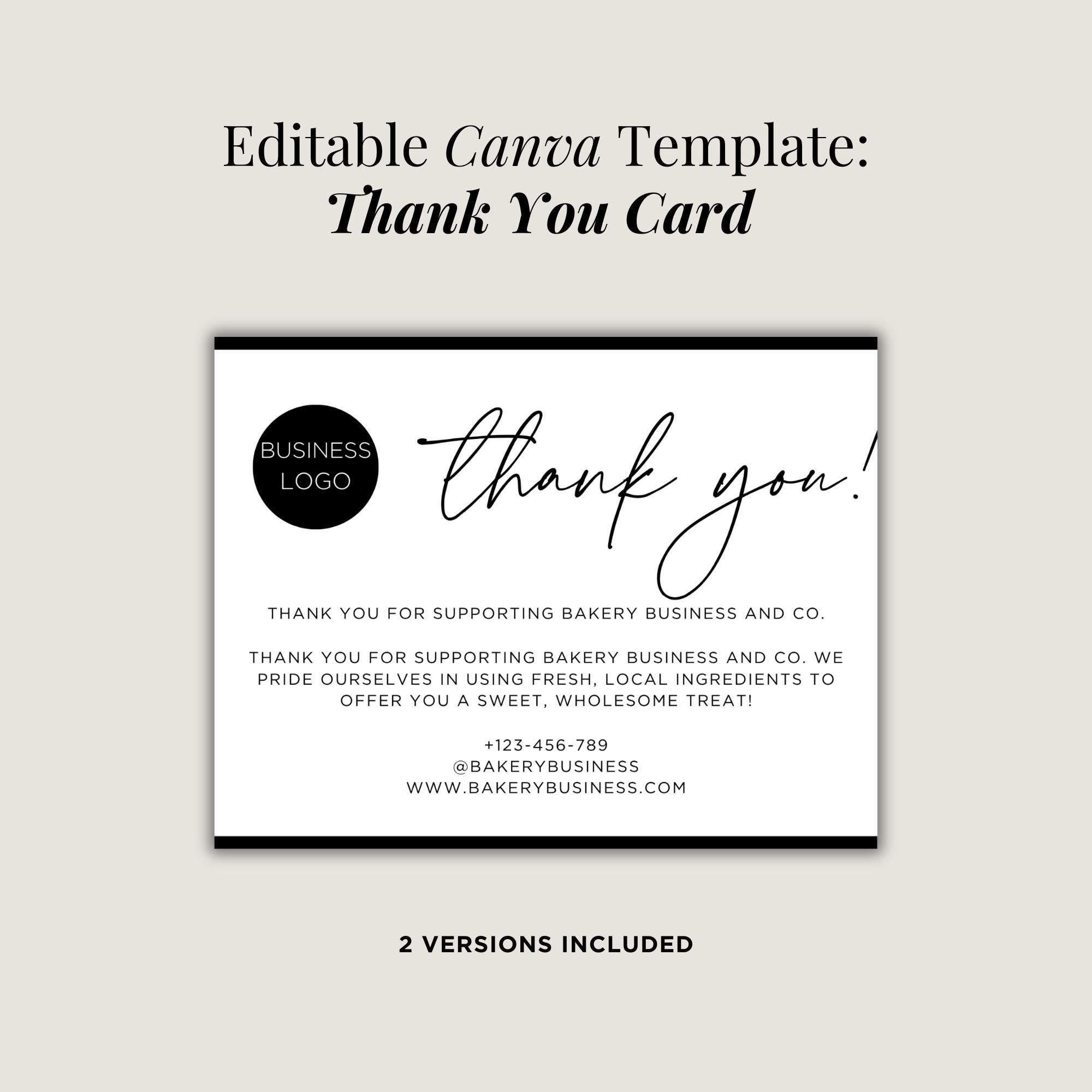 Luxury Business Thank You Card Template | Editable Thank You Card ...
