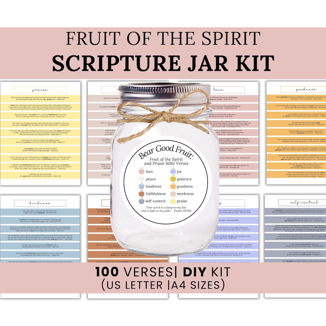 Scripture Jar Printable With Fruit of the Spirit, Praise Scriptures