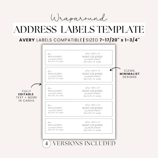 Wrapping Address Labels Wrap Around Labels - Etsy