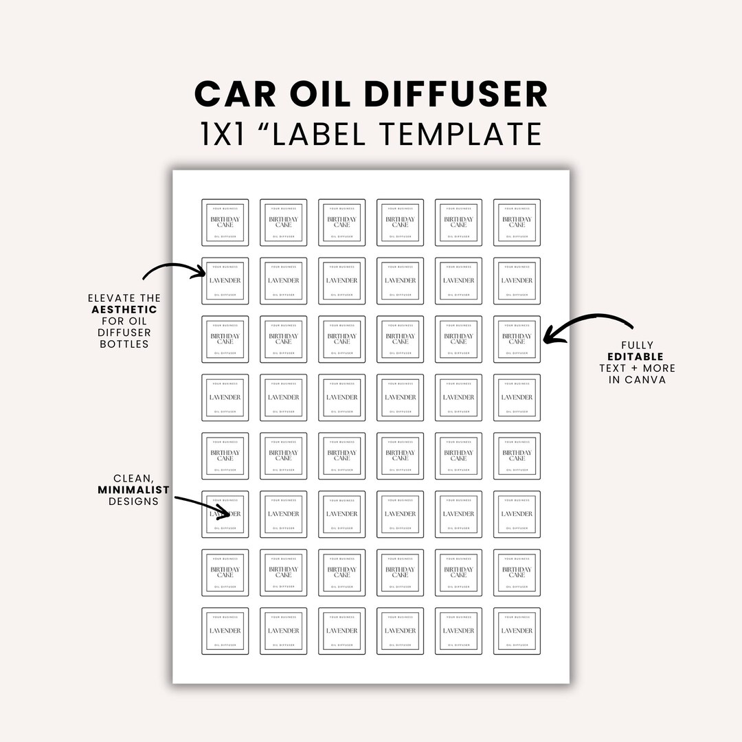1 Inch Car Oil Diffuser Labels Template| Printable and Editable Car ...