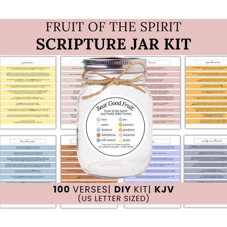 Scripture Jar Kit KJV Version DIY Bible Verses Jar Printable With Fruit
