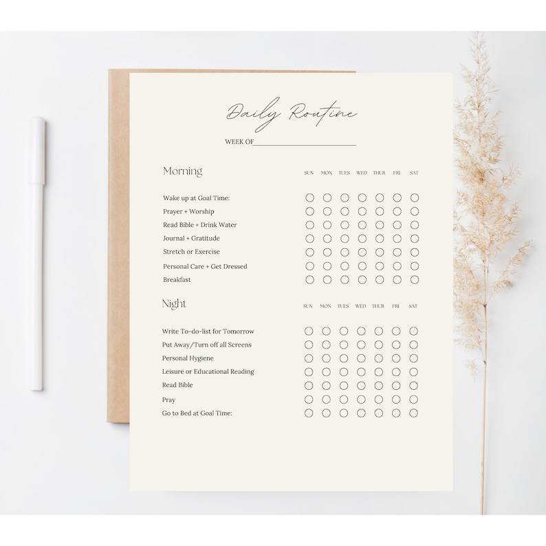 Editable Morning and Night Routine Checklist| Daily Routine Habit ...