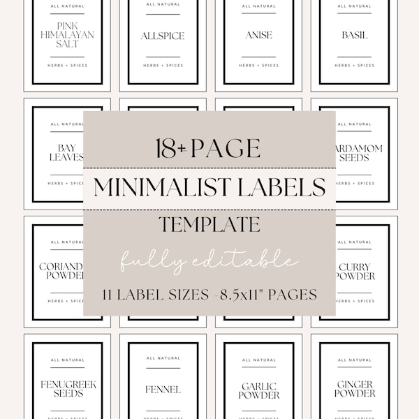 NEW Editable Label Bundle for Home Organization| 11 Label Sizes| Printable and Editable Home Labels| Canva Template| Customizable Template
