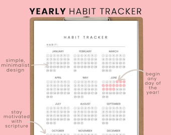 Yearly Habit Tracker | 365 Day Habit Tracker| Routine Tracker| US Letter A4| 365 Day Challenge| Habit Checklist| Instant Download