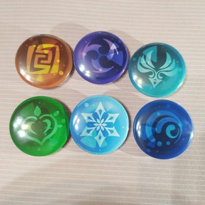 Genshin Abyss Element Badge | Video game button | Vision pin