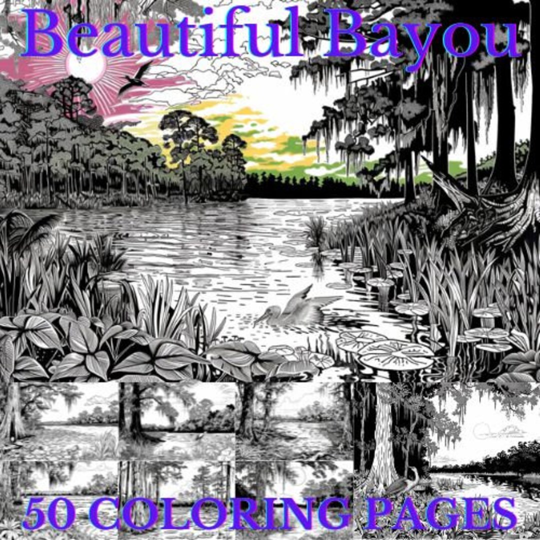 50 Beautiful Bayou Coloring Pages Adults and Kids Coloring Book
