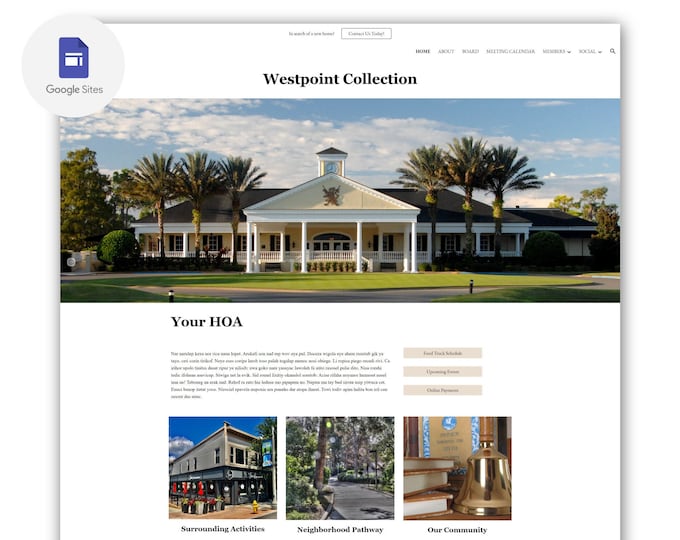 Google Site Template HOA Website Template Web Site Design Custom