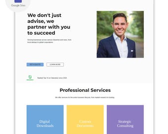 Modern Consulting Website Design (Purple, Blue, Yellow) | Google Site Designs