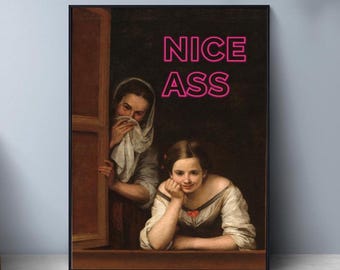Funny Bathroom Art Print, Toilet Humor Decor, Funny Gift, Classical Vintage Oil Painting, Digital Download, Vintage bathroom pictures