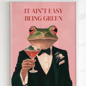 Es ist nicht einfach, grün zu sein, Retro Frosch Wandkunst, Retro Druck Vintage Frosch, Badezimmer Wand Dekor Frosch Kunstdruck Frosch Kunstdruck Badezimmer Poster