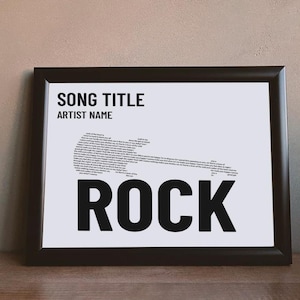 Custom Song Lyrics Print, Guitar Art Gift, Personalized Song Lyrics Art, Music Lover Gift,  Gift For Husband, Personalized Lyrics Printing