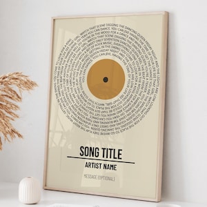 Custom Vinyl Lyrics Print, Personalised Music Poster, Customizable Music Gift, Anniversary Gift Music Gift Wedding Song Dance music wall art