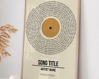 Custom Vinyl Lyrics Print, Personalised Music Poster, Customizable Music Gift, Anniversary Gift Music Gift Wedding Song Dance music wall art