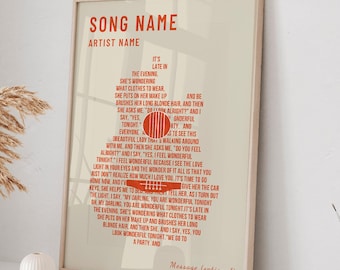 Custom Song Lyrics Print - Personalized Music Poster, personalised music gift