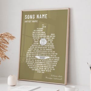 Personalized Song Lyrics Guitar Print Music Wall Art Birthday Gift for Men Anniversary Gift for Husband Wife Father Dad Mom Guitar Poster