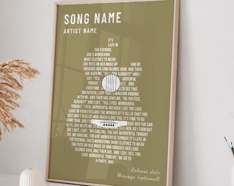 Personalized Song Lyrics Guitar Print Music Wall Art Birthday Gift for Men Anniversary Gift for Husband Wife Father Dad Mom Guitar Poster