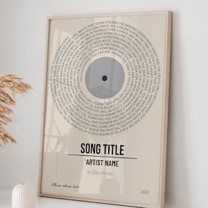 Custom Song Lyrics Print, Personalised Music Poster, Customizable Music Gift, Vinyl Lyric Poster, Wedding Anniversary Gift, custom poster