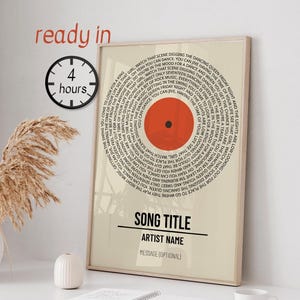 Custom Song Lyrics Print - Personalized Music Poster, personalised music gift