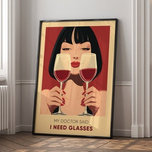 Lustiges Wein Zitat druckbares - Vintage Frau Poster - Küche & Bar Wandkunst - digitaler Download