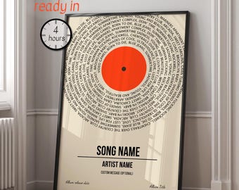 Custom Song Lyrics Print - Personalized Music Poster, favorite song gift