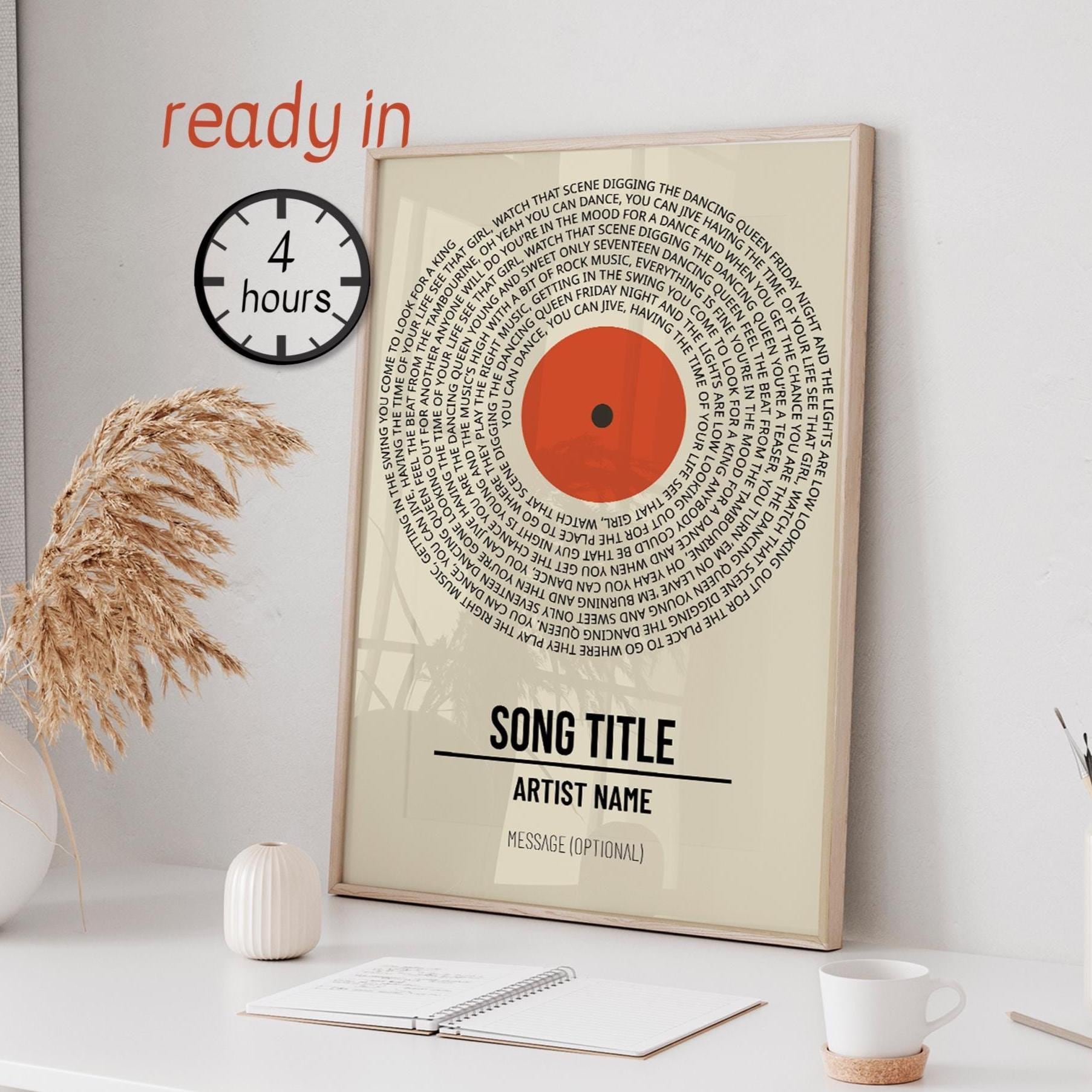 Custom Vinyl Lyrics Print, Personalised Music Poster, Customizable Music Gift, Anniversary Gift Music Gift Wedding Song Dance music, digital