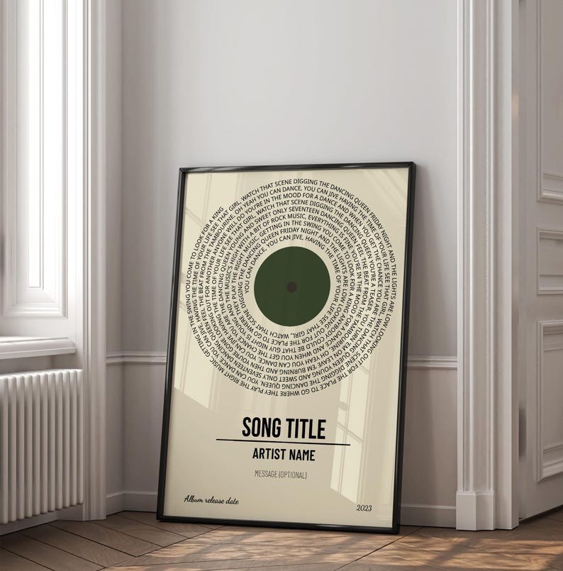 Custom Song Lyrics Print - Personalized Music Poster, Favorite Song ...