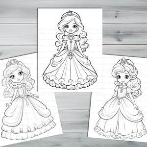 Princess doll PDF coloring book Printable colouring pages for kids Cute Cartoon girl coloring thick outlines for children's creativity image 9
