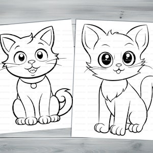 Funny kittens PDF coloring book Printable colouring pages for kids Cute Cartoon cat coloring thick outlines for children's creativity image 4