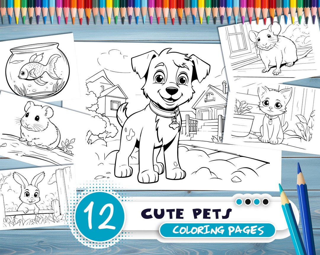 Cute Pets PDF Coloring Book - Printable Colouring Pages for Kids ...