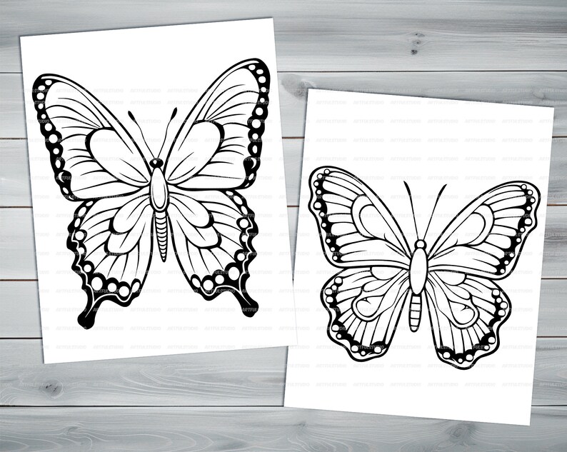 Beautiful butterflies PDF coloring book Printable colouring pages for kids Cartoon butterfly thick outlines for children's creativity image 7