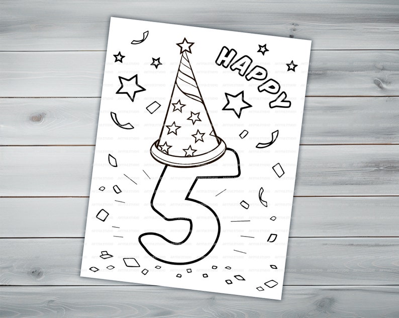 Customizable Happy Birthday PDF coloring book Personalized Printable coloring pages for kids for kids activity Custom Birthday Party image 7