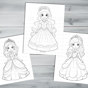 Princess doll PDF coloring book Printable colouring pages for kids Cute Cartoon girl coloring thick outlines for children's creativity image 6